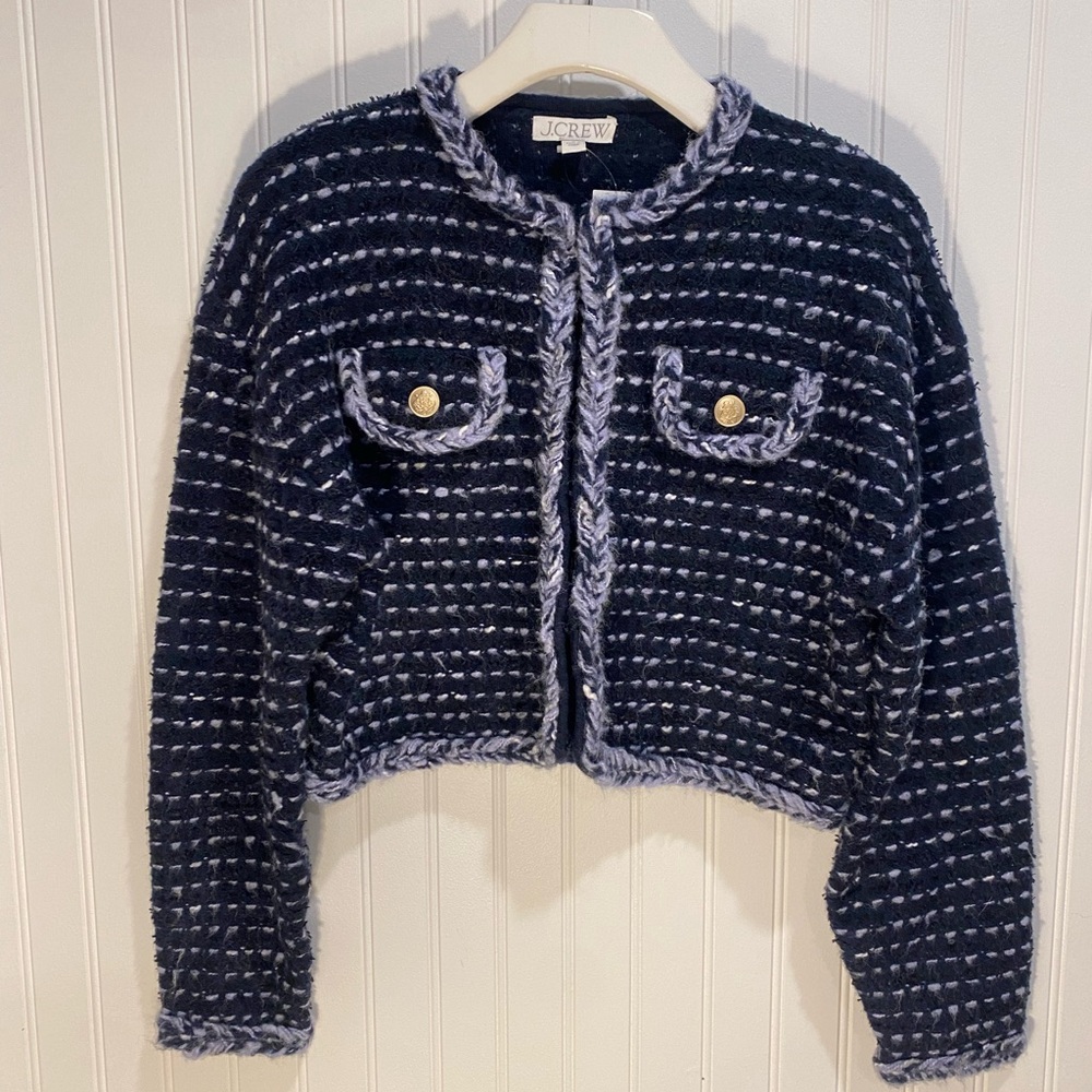 NWT Women’s Jcrew cropped lady jacket in marled yarn, size SMALL